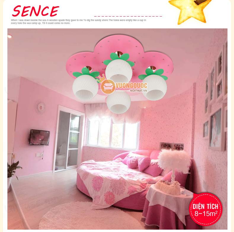 Đèn ốp trần cho bé màu hồng dễ thương uhs111-2